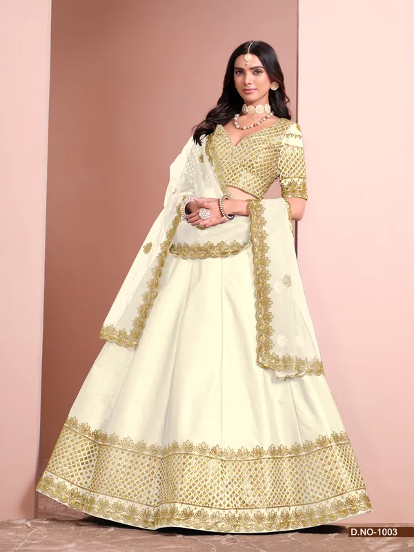 White_Artsilk_Lehenga_Choli_For_Women