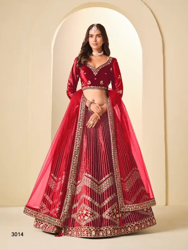 Red_Icevelvet_Lehenga_Choli_For_Women