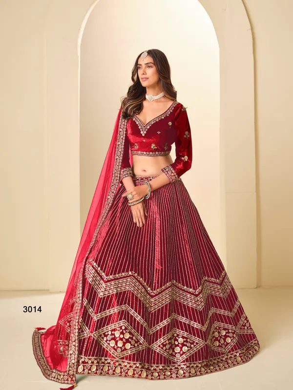 Red_Icevelvet_Lehenga_Choli_For_Women