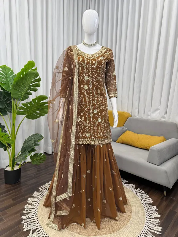 Mehandi_Premium_Fauxgeorgette_Sharara_Suit_For_Women