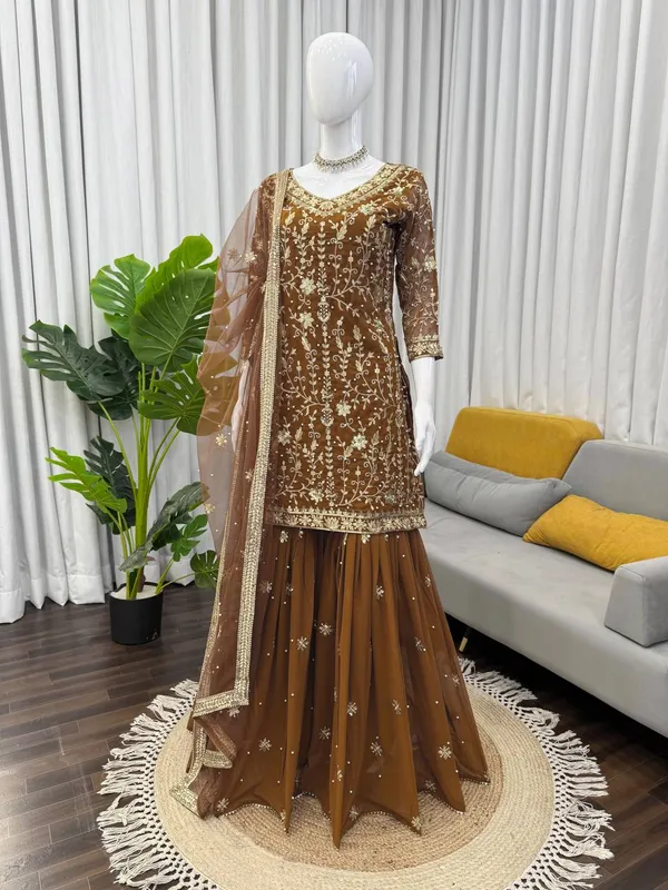 Mehandi_Premium_Fauxgeorgette_Sharara_Suit_For_Women