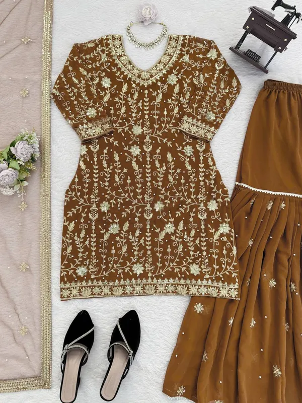 Mehandi_Premium_Fauxgeorgette_Sharara_Suit_For_Women