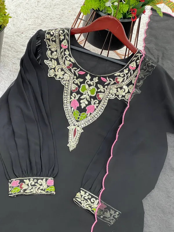 Black_Fauxgeorgette_Farshi_Suit_For_Women