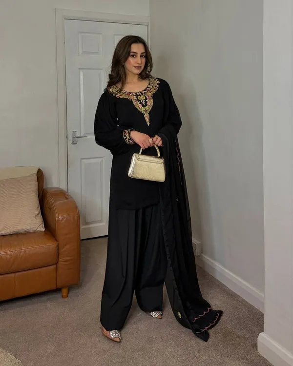 Black_Fauxgeorgette_Farshi_Suit_For_Women