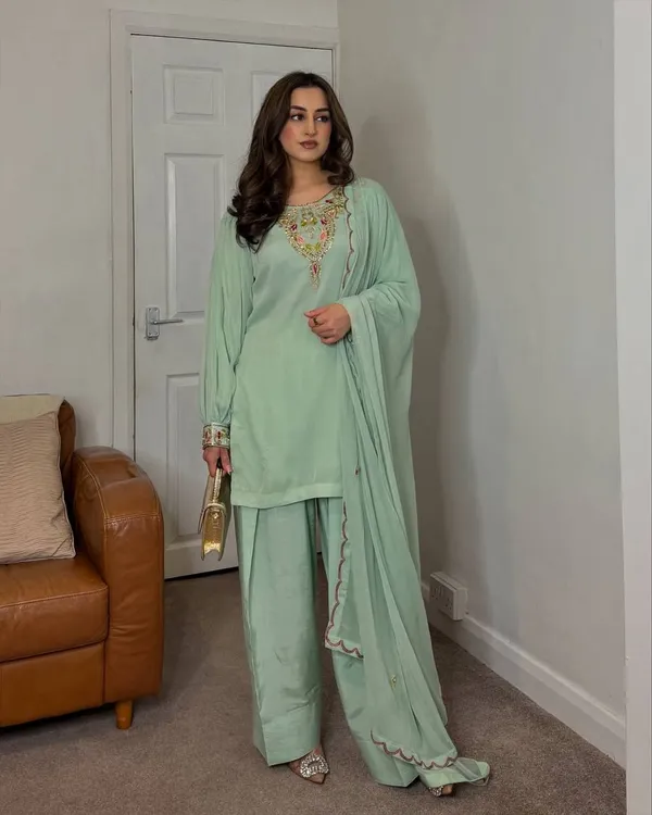 Sky_Blue_Fauxgeorgette_Farshi_Suit_For_Women