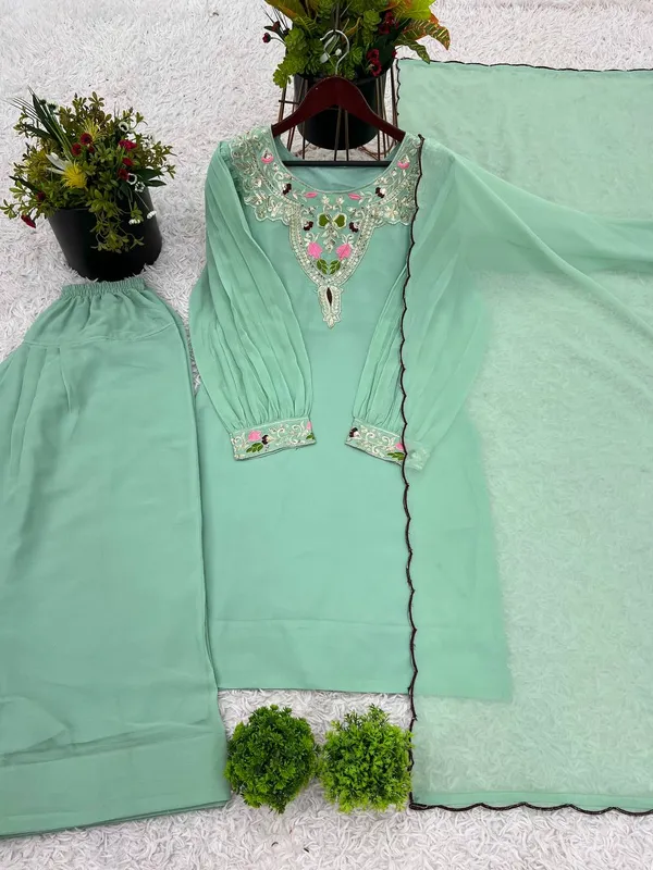 Sky_Blue_Fauxgeorgette_Farshi_Suit_For_Women
