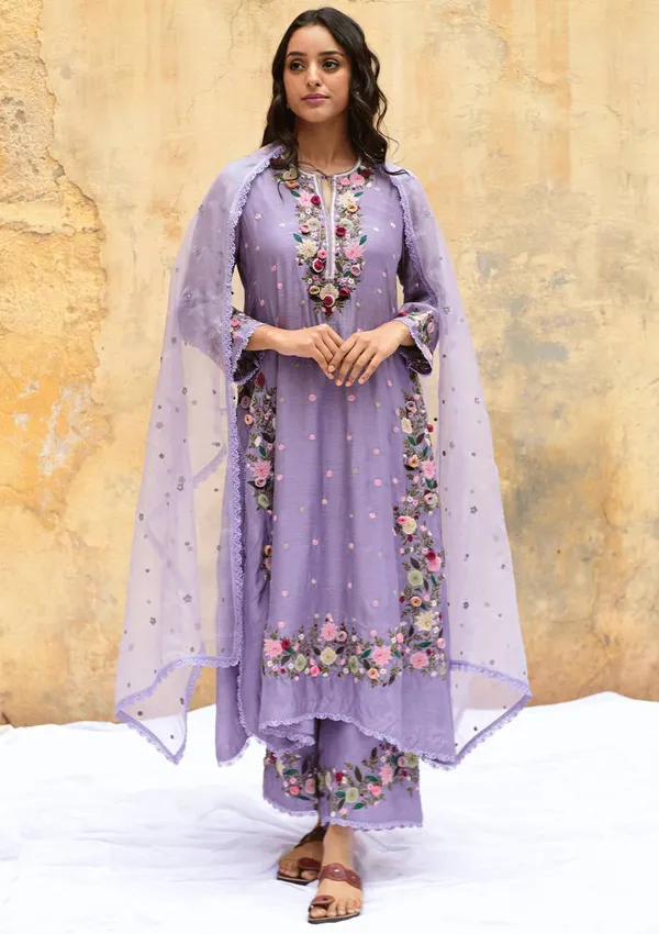 Purple_Fauxgeorgette_Kurti_Plazzo_For_Women