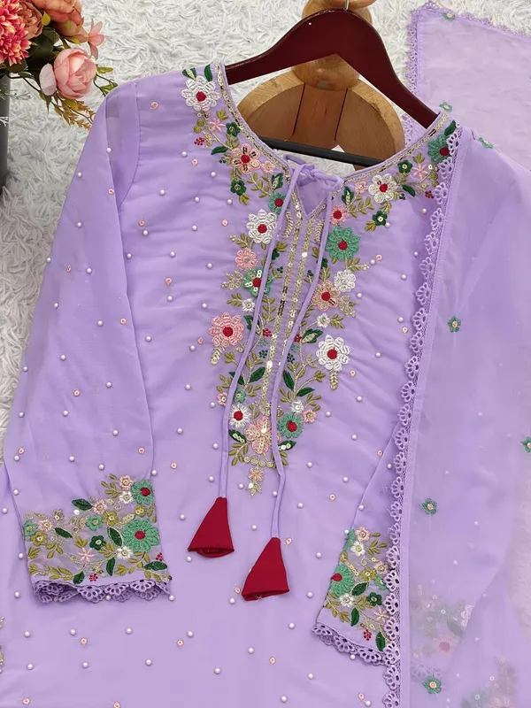 Purple_Fauxgeorgette_Kurti_Plazzo_For_Women