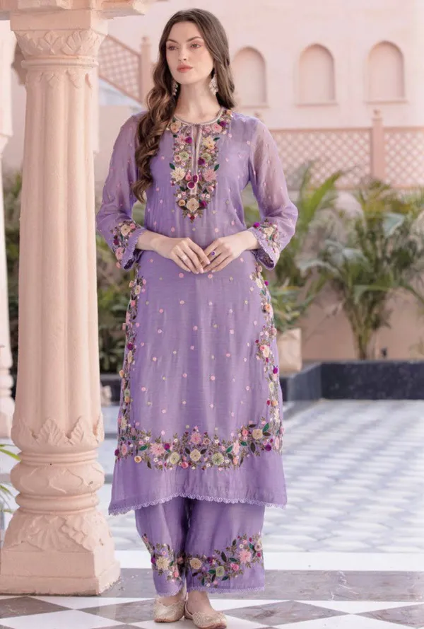 Purple_Fauxgeorgette_Kurti_Plazzo_For_Women