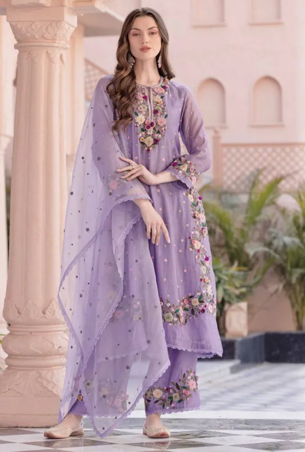 Purple_Fauxgeorgette_Kurti_Plazzo_For_Women