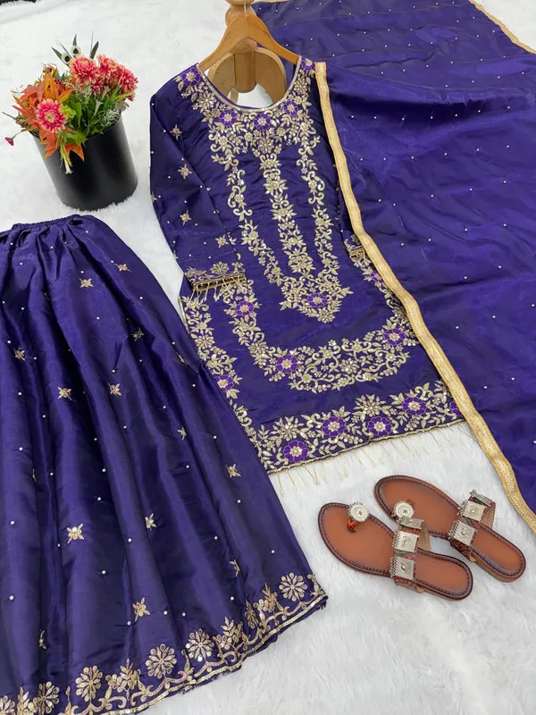 Purple_Gmysilk_Kurti_Plazzo_For_Women