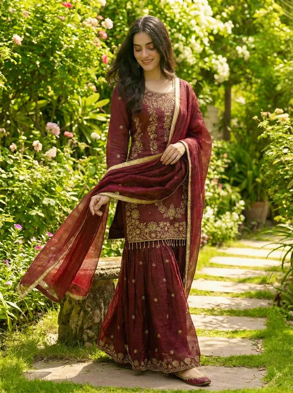 Red_Gmysilk_Kurti_Plazzo_For_Women