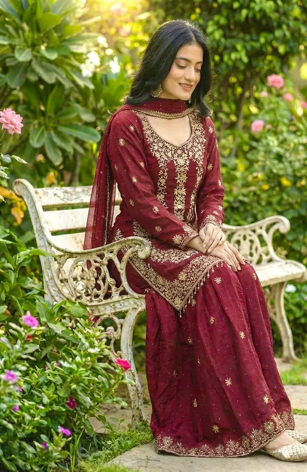 Red_Gmysilk_Kurti_Plazzo_For_Women