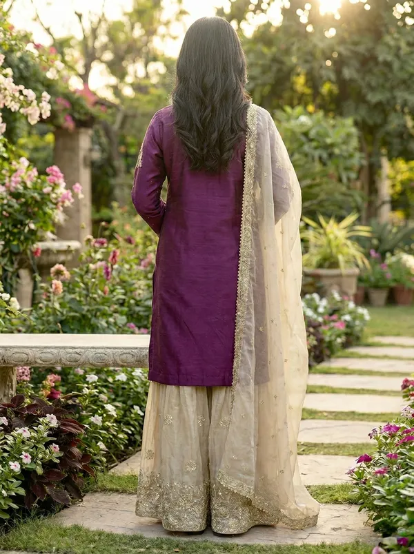 Purple_9000Velvet_Kurti_Plazzo_For_Women