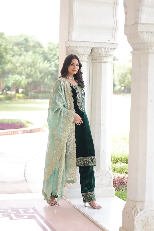 Green_Premium_Velvet_Dress_For_Women