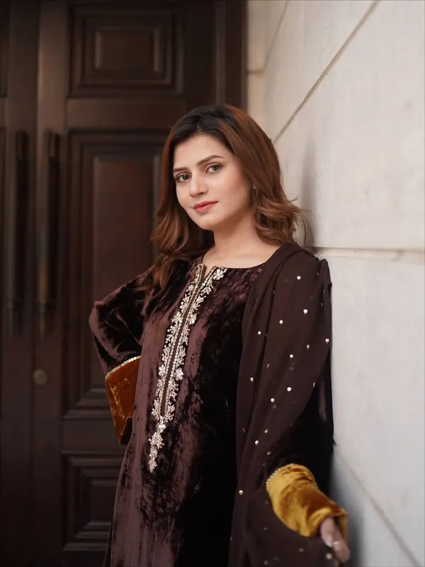 Brown_Premium_Velvet_Dress_For_Women