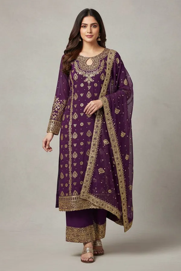 Purple_9000Velvet_Kurti_Plazzo_For_Women