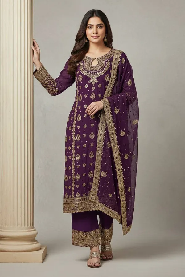 Purple_9000Velvet_Kurti_Plazzo_For_Women