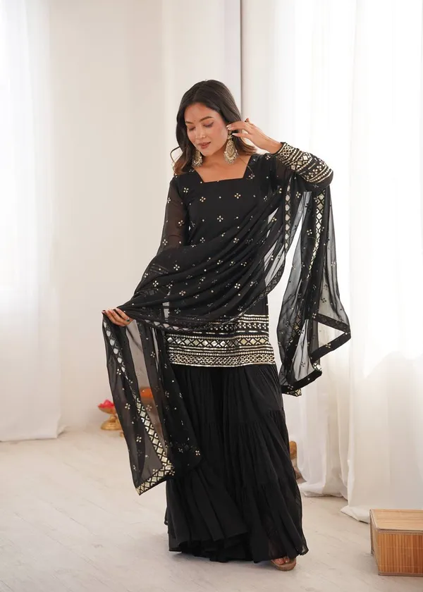 Black_Velvetsequins_Kurti_Plazzo_For_Women