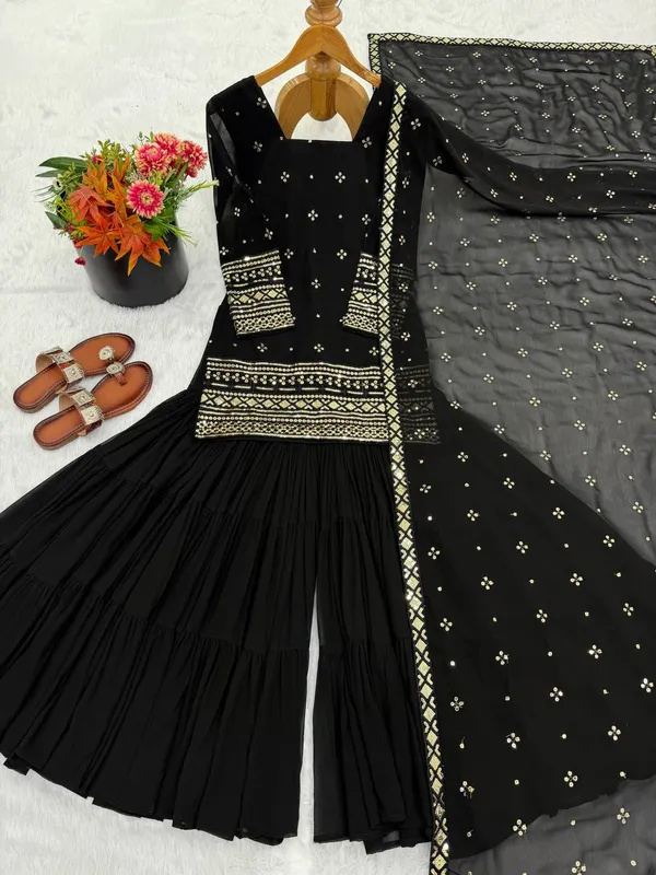 Black_Velvetsequins_Kurti_Plazzo_For_Women