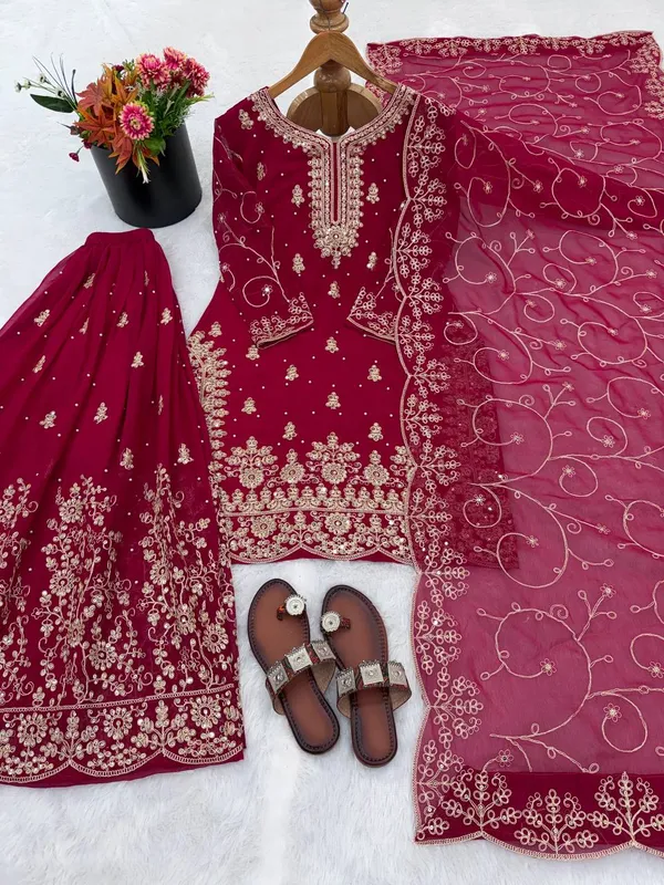 Red_9000Velvet_Kurti_Plazzo_For_Women