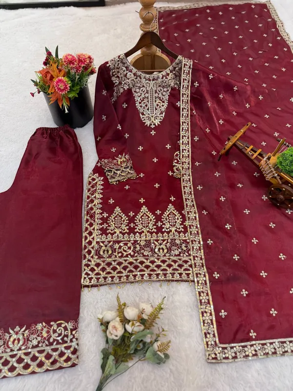 Maroon_Gmysilk_Kurti_Salwar_For_Women