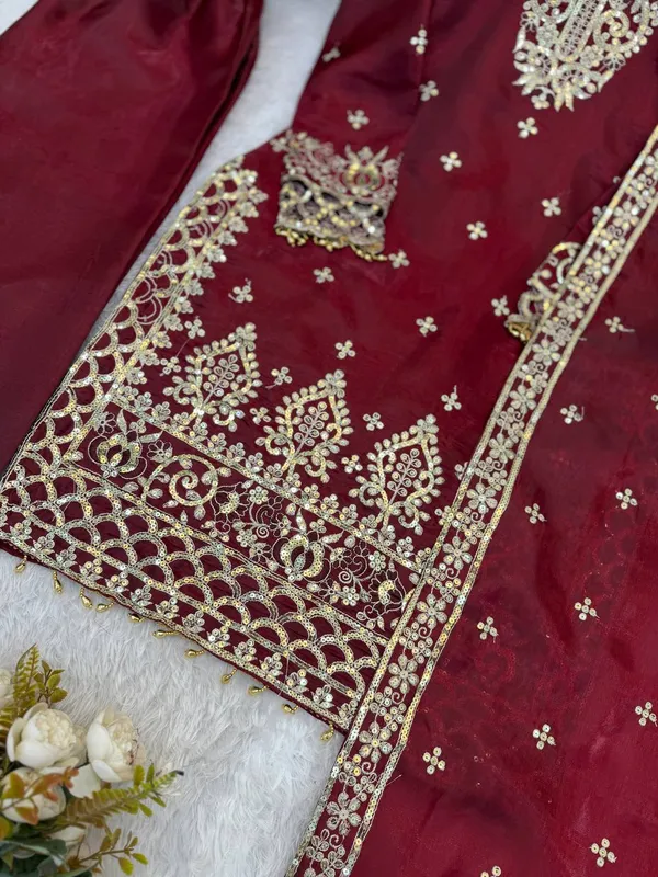 Maroon_Gmysilk_Kurti_Salwar_For_Women