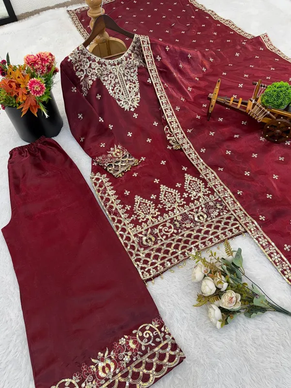 Maroon_Gmysilk_Kurti_Salwar_For_Women