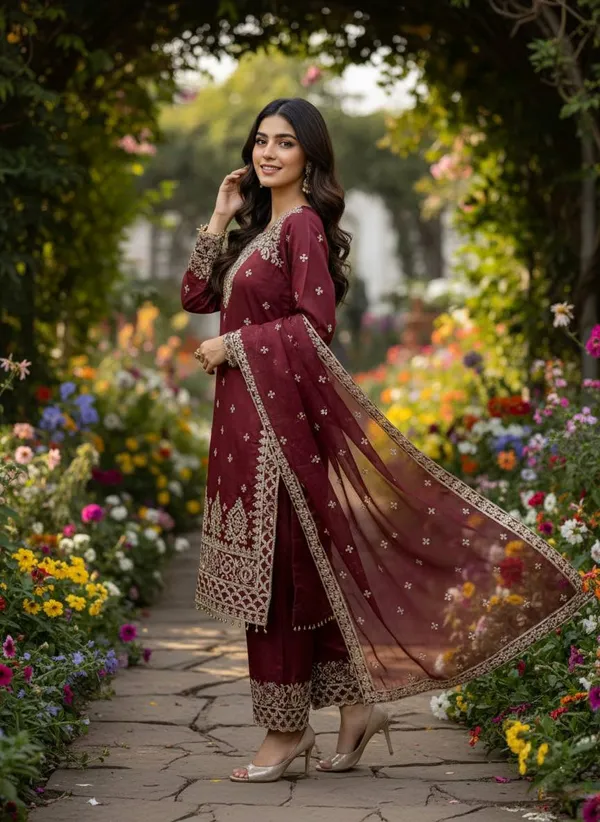 Maroon_Gmysilk_Kurti_Salwar_For_Women