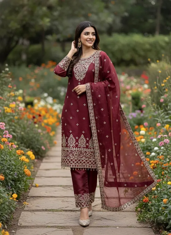 Maroon_Gmysilk_Kurti_Salwar_For_Women