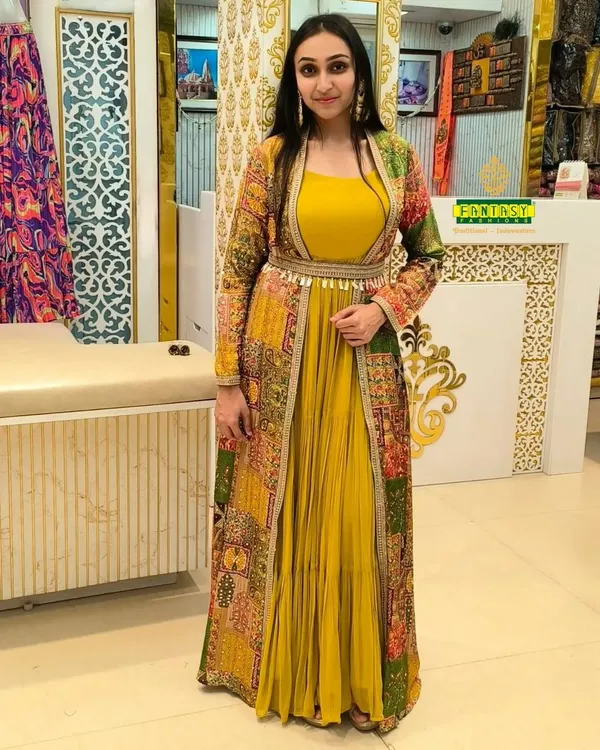 Yellow_Anarkali_Gown_Dupatta_3Pc_Set_For_Women