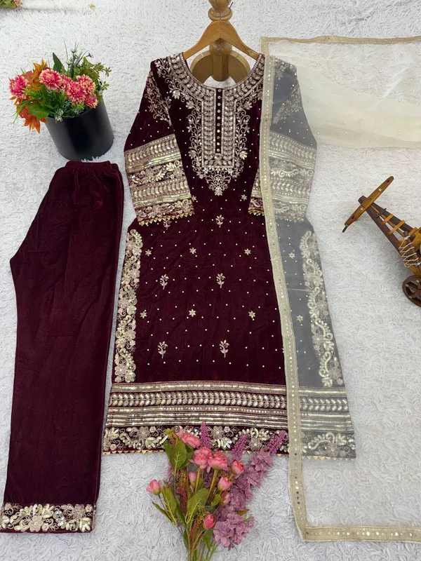 Brown_Premium_Microvelvet_Dress_For_Women