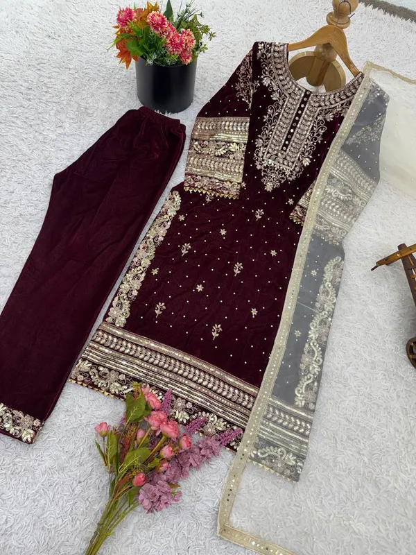 Brown_Premium_Microvelvet_Dress_For_Women