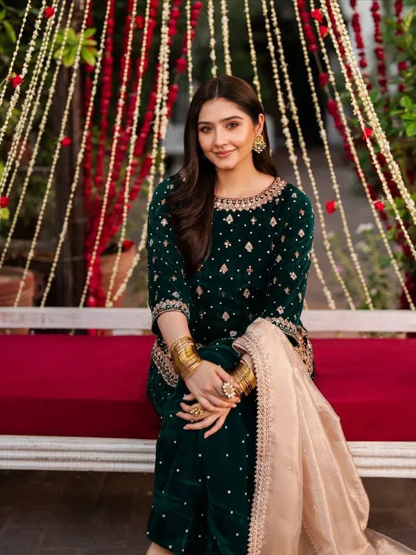 Green_Premium_Viscosevelvet_Sharara_Suit_For_Women