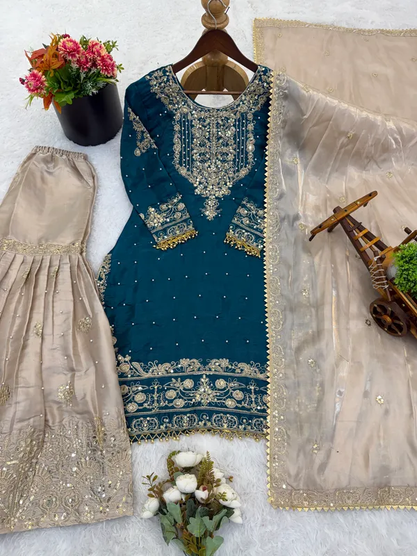 Rama_9000Velvet_Kurti_Plazzo_For_Women