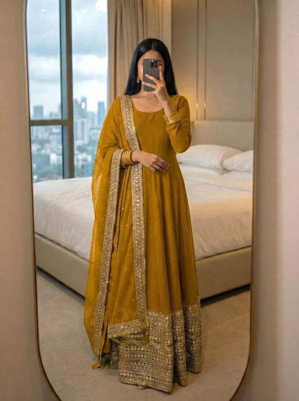 Yellow_Romansilk_Gowns_For_Women