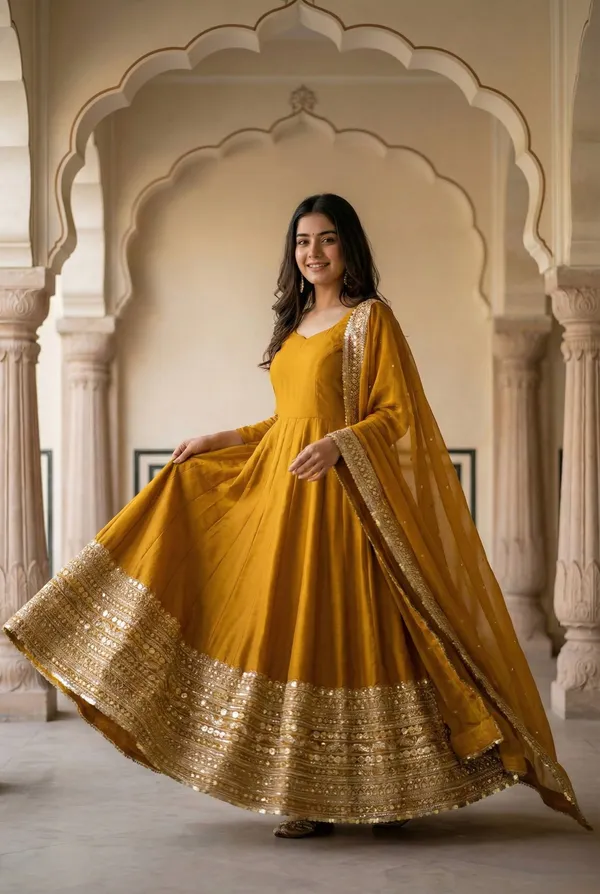 Yellow_Romansilk_Gowns_For_Women