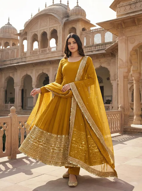 Yellow_Romansilk_Gowns_For_Women