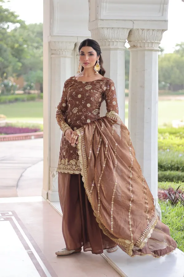 Brown_Premium_Synthetic_Sharara_Suit_For_Women