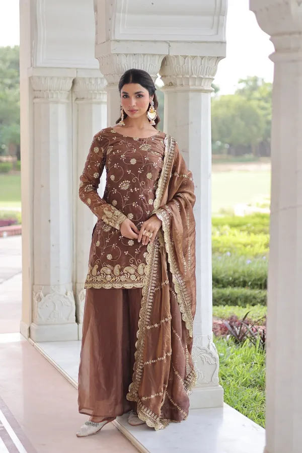 Brown_Premium_Synthetic_Sharara_Suit_For_Women