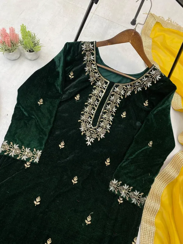 Green_Premium_Velvet_Dress_For_Women
