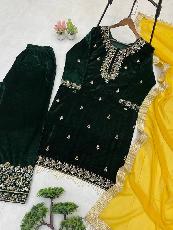 Green_Premium_Velvet_Dress_For_Women