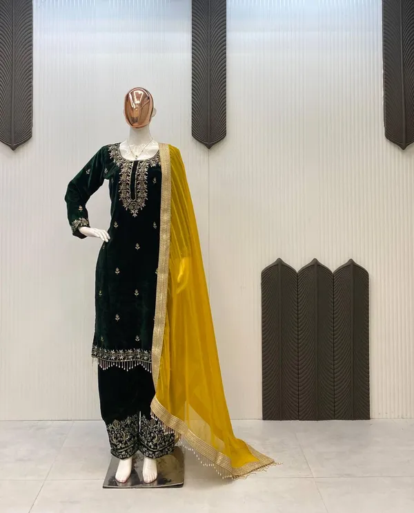 Green_Premium_Velvet_Dress_For_Women