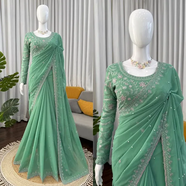 Light_Green_Premium_Fauxgeorgette_Sarees_For_Women