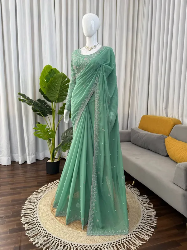 Light_Green_Premium_Fauxgeorgette_Sarees_For_Women