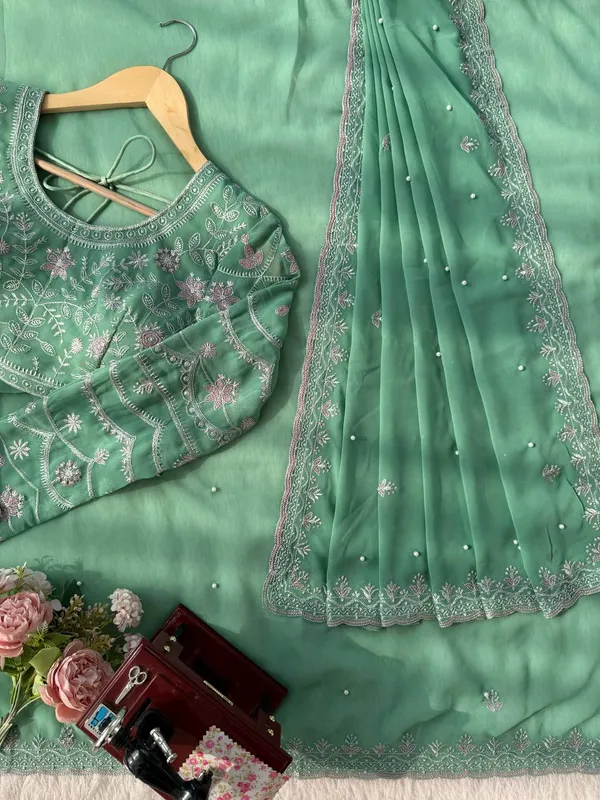 Light_Green_Premium_Fauxgeorgette_Sarees_For_Women