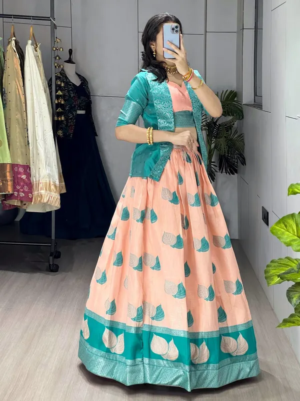 Peach_Premium_Synthetic_Lehenga_Choli_For_Women