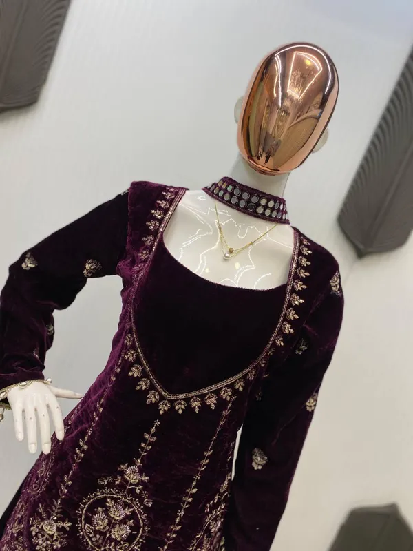 Purple_Velvet_Three_Piece_Kali_Plazzo_Set_For_Women
