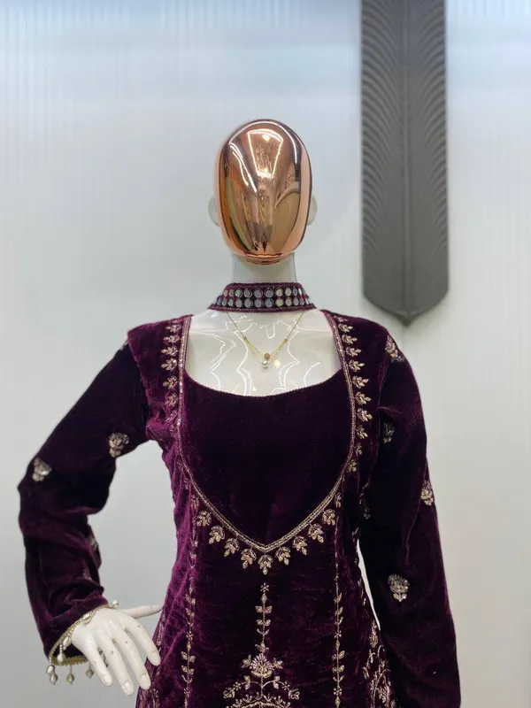Purple_Velvet_Three_Piece_Kali_Plazzo_Set_For_Women