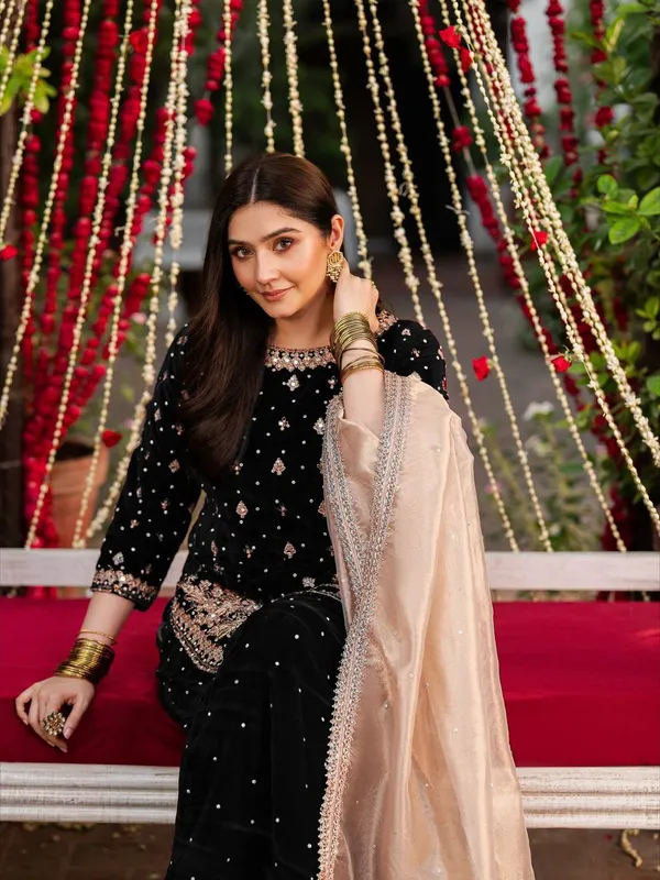 Black_Premium_Viscosevelvet_Sharara_Suit_For_Women